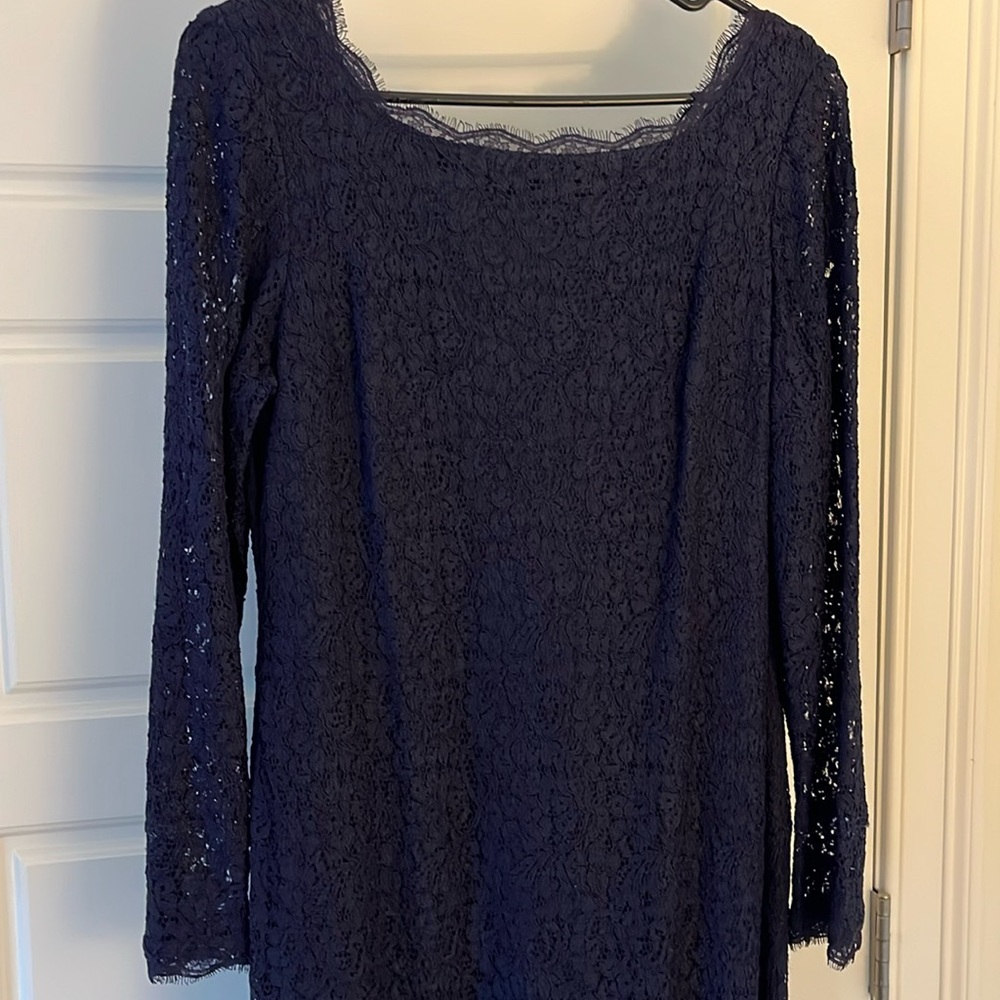 Adrianna Papelll Gorgeous Navy Lace Maxi Dress